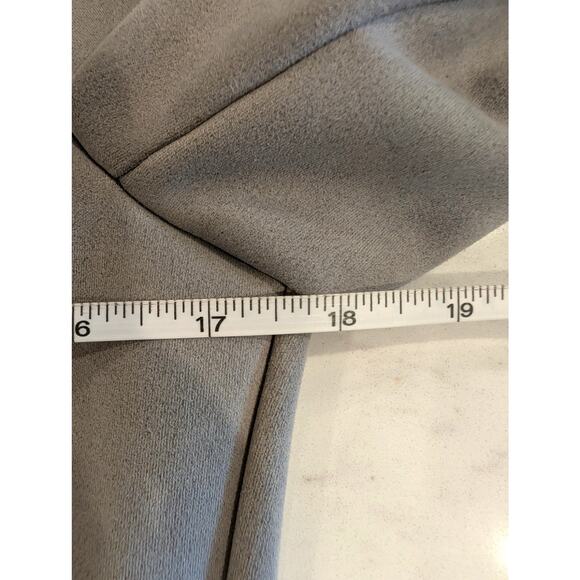 Joan Vass New York Taupe Faux Leather Open Front Blazer Jacket Sz S Long Sleeve - Picture 4 of 8